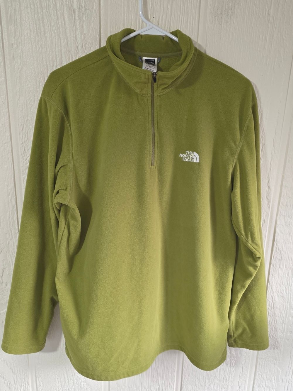 Men's The North Face Olive Green Quarter-Zip Fleece Pullover, Size Large